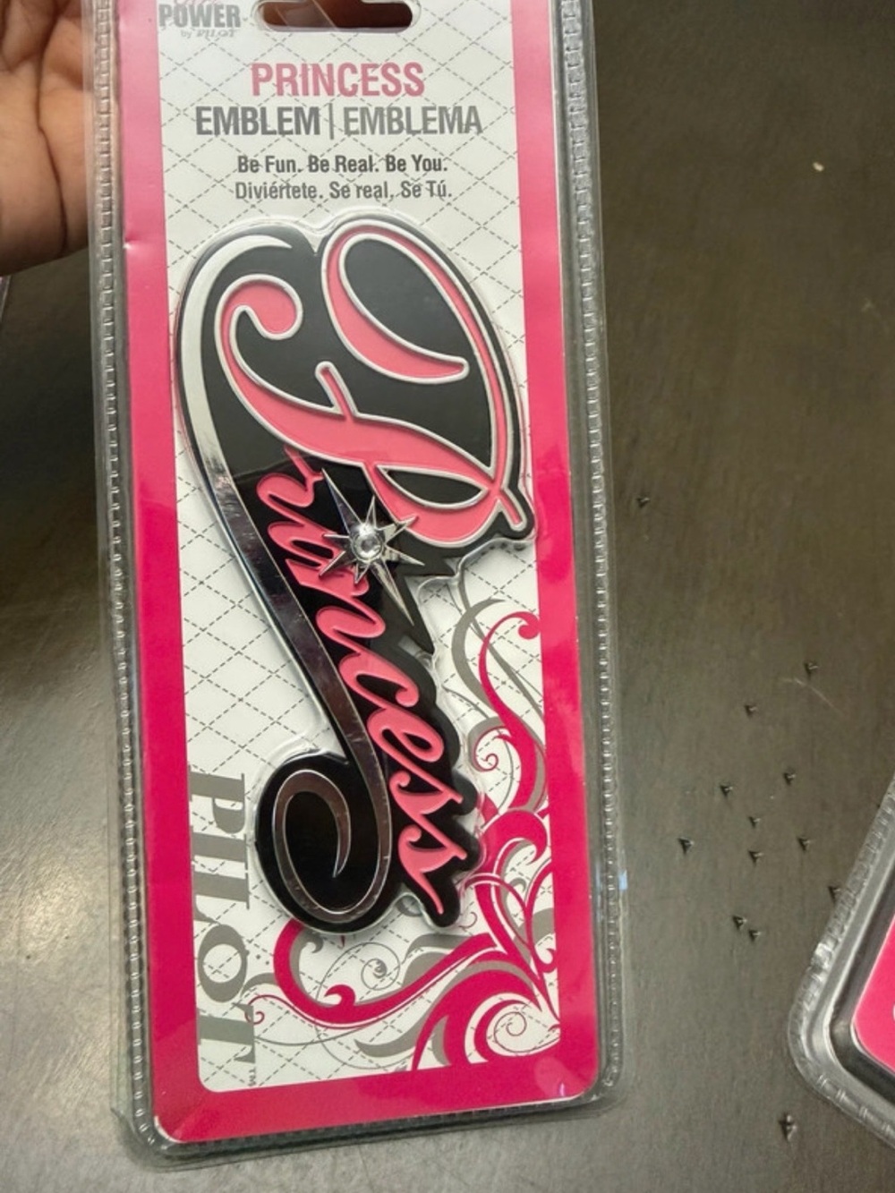 Pilot Princess Emblem Car Badge - Pink & Black